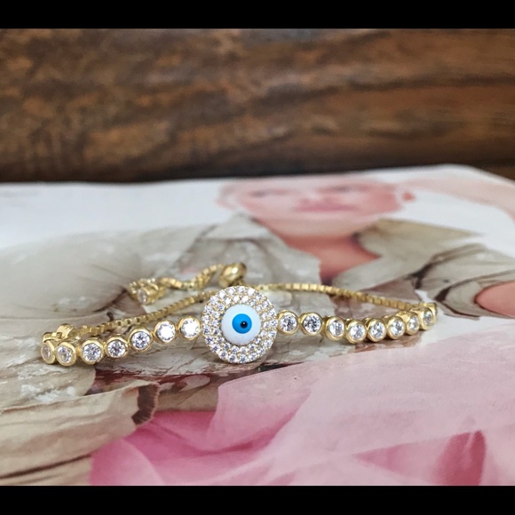 Jewelry - Gold evil eye tennis bracelet